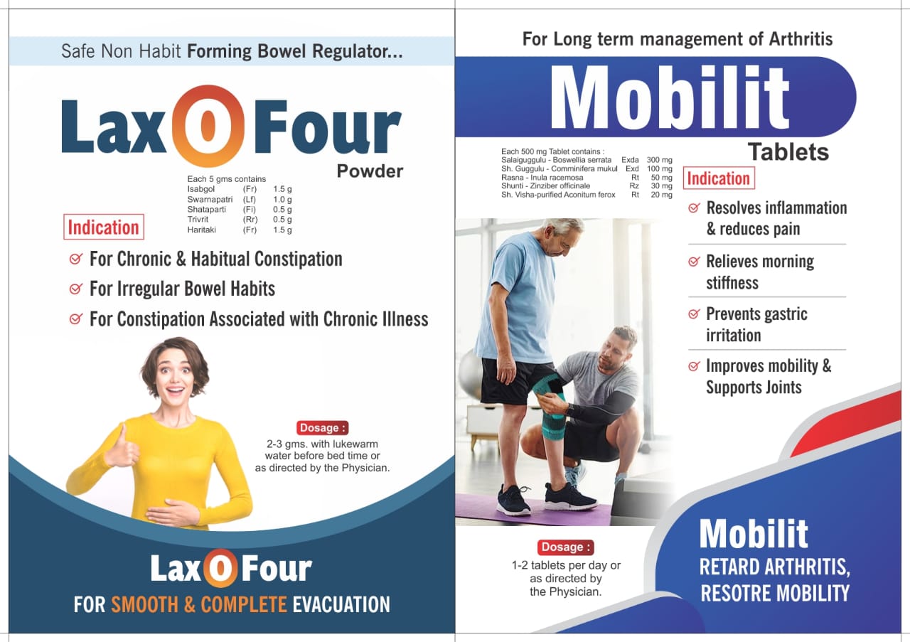 LaxoFour powder and Mobilit Tablets Images